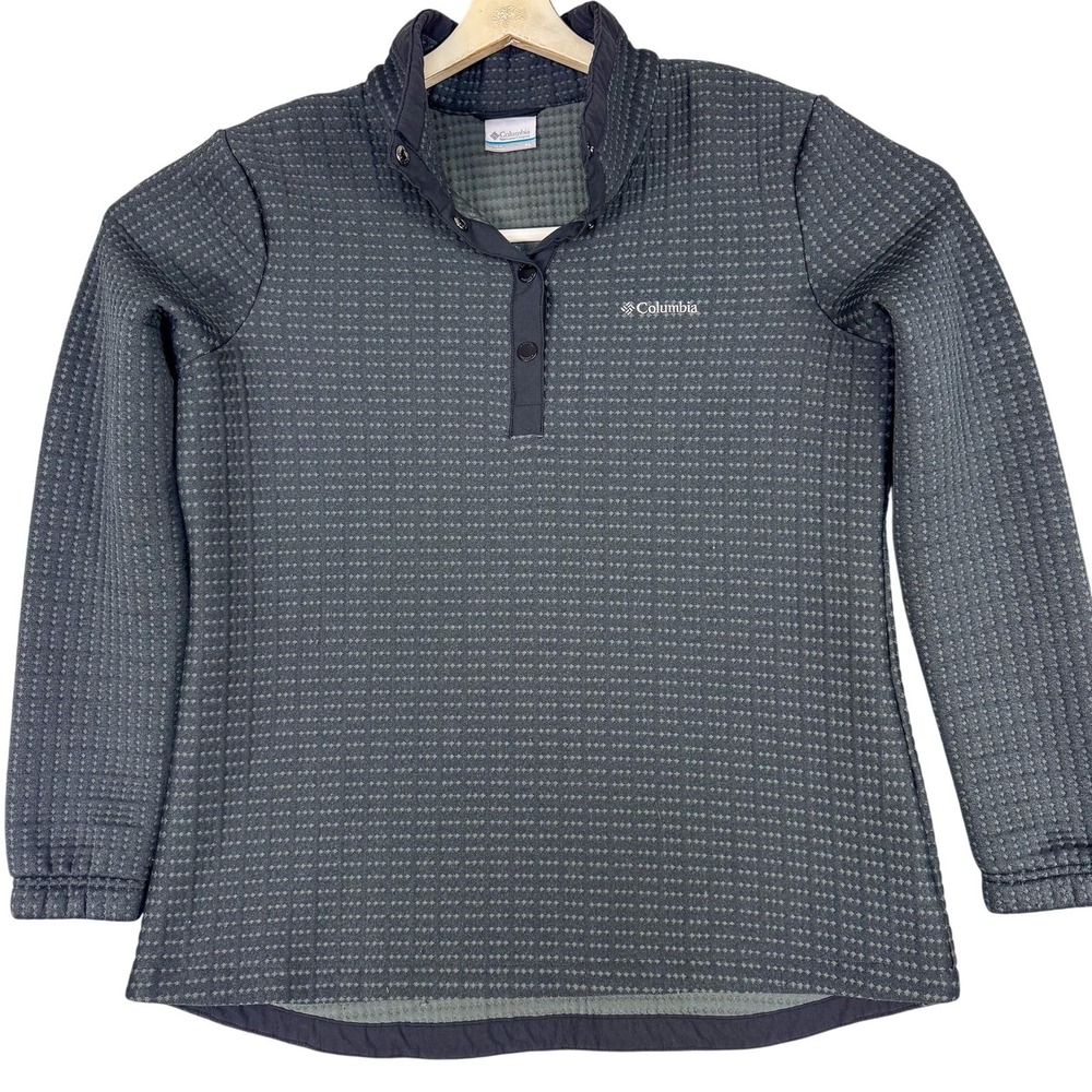 Columbia Pullover Mens XL Gray Long Sleeve Snap Henley Fleece Hiking Outdoor